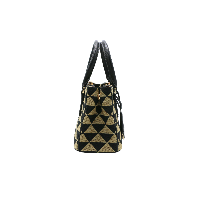 Prada Jacquard Saffiano Triangolo Symbole Mini Galleria Double Zip